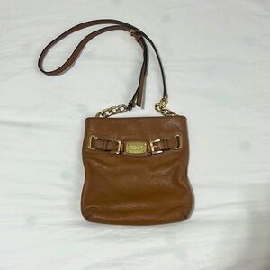 MICHAEL KORS Women's Hamilton Handbag Purse Tan
Leather Belted CrossBody Bag
